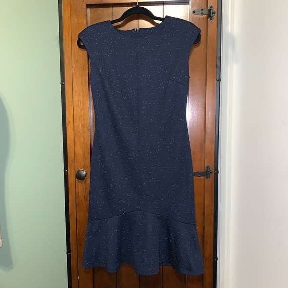 ANN TAYLOR Speckled Ponte Flounce Sheath Dress - Picture 3 of 8